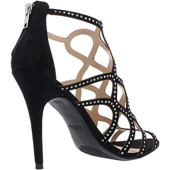 ZIGIny Womens Daliyah Fabric Open Toe Special Occasion, Black Suede, Size 7.5 - Picture 2 of 2